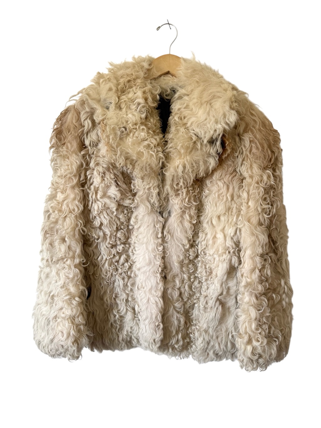 Vintage Mongolian Lamb Fur Coat Curly Shearling Sheepskin Penny Lane Coat Small